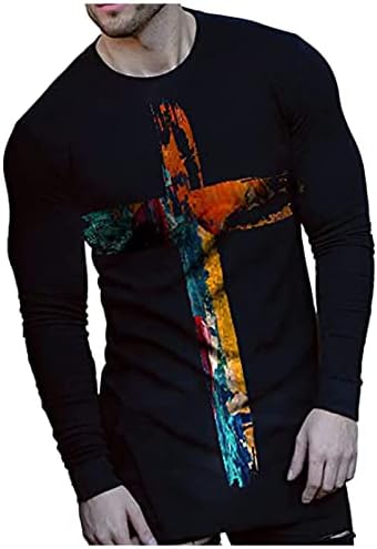 Мъжка тениска за почивка, Класически Кръст, през Цялата Силует, Оборудвана Пуловер С Дълъг Ръкав, Блуза, Плюс Размера на Висококачествени