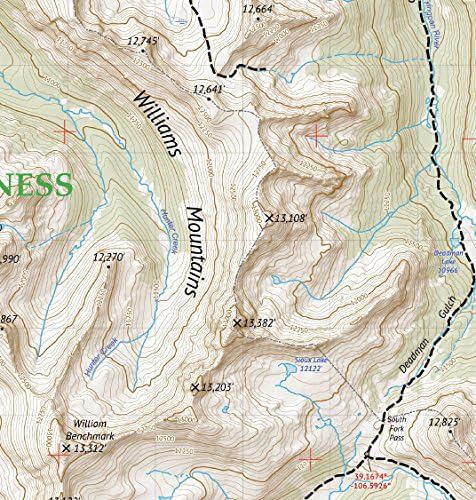 Карта на маршрути на открито ООД Хънтър-Фрайингпан/Mount-Мэссив дивата природа - Топографическая карта на туристически походи в Колорадо (2018)