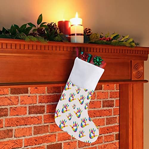 Пъзел във формата на ръцете в Деня на Аутизъм, Коледни Чорапи, Чорапи с Плюшено Камина, Висящи за Домашен интериор