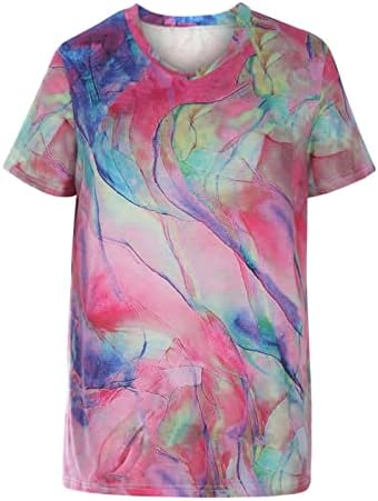 Дамски Есен-Лятна Тениска 2023 От Памук с Къс Ръкав и Дълбоко V-образно деколте, Графична Блуза, Тениска за Момичета