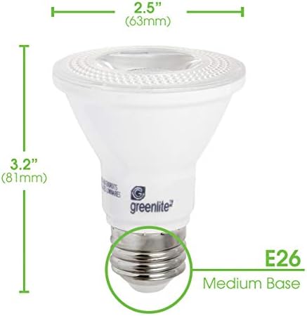 Led прожекторная лампа Greenlite LED PAR20 с регулируема яркост, 7 W (еквивалент на 50 W), 500 Лумена, дневна светлина 5000 К, широк ъгъл на лъча 40 °, За стая / на улицата, Защита от атмо?