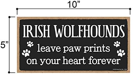 Подаръци от Honey оросяване планина Ирландски Wolfhounds Оставят Отпечатъци от Лапи, Wooden Начало Декор в Памет на Домашни Любимци, Декоративна Плоча На Стената в резултат н
