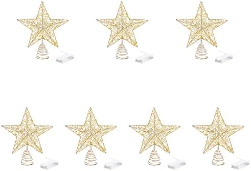 7 бр. Коледен Коледа Topper във формата на Светещи Звезди, Интериор на Върха на Дървото за Домашно Парти, Начало Декор за Празнични партита