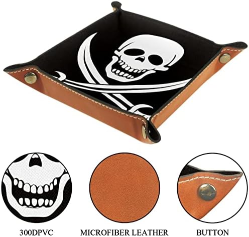 Пиратски флаг Tacameng Черен, бял, кутии за съхранение, малък кожен тава за съхранение, държач за бонбони, тава за