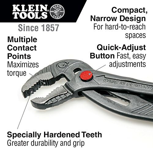 Клещи за помпа Klein Tools D504-12B, Быстрорегулируемые Клещи за водна помпа Klaw езикът и Канавкой, 12 инча