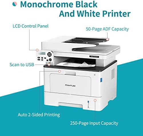 Монохромен Многофункционален черно-бял принтер Pantum Laser Printer All in one 40ppm, Автоматичен дуплекс, копиране/Сканиране,