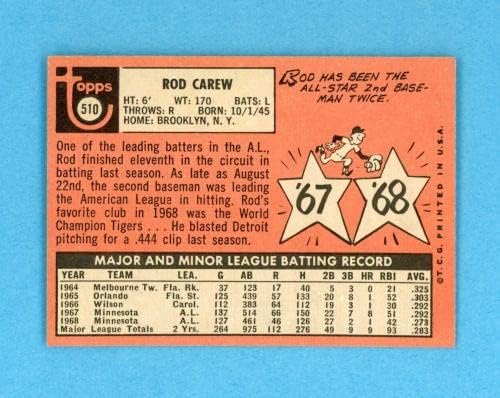 1969 Бейзболна картичка Topps 510 Вид Кэрью Минесота Туинс Ex+/Ex++ - Бейзболни картички с надпис Slabbed