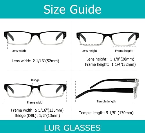 LUR 4 Опаковки стилни очила за четене + 6 опаковки класически очила за четене (общо 10 двойки ридеров + 2,25)