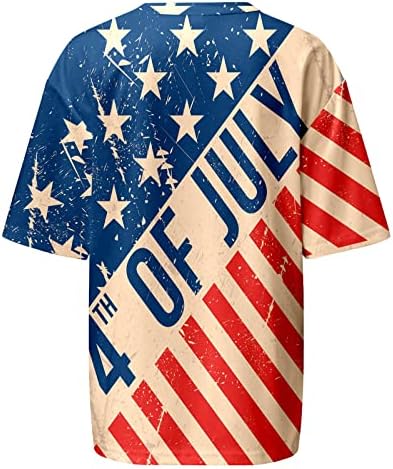 Летни Тениски за жени, Тениска на Четвърти Юли с Къс Ръкав, Блузи с Принтом Хартата на САЩ, Тениски Ден на Независимостта с Кръгло Деколте