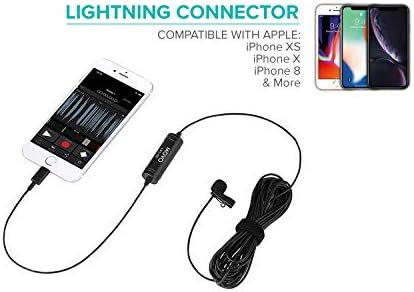 Movo LV1-DI Висококачествен Цифров Петличный Ненасочено микрофон-клипса за iPhone с конектор Lightning, сертифициран Пфи, е Съвместима с смартфони и планшетами iPhone, iPad, iPod, iOS