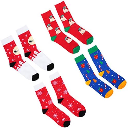 VICASKY 4 чифта топли чорапи Чорапи на Коледна тема Мультяшные Удобни Памучни чорапи