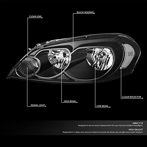 Фарове DNA Автомобилизъм HL-OH-CI06-BK-CL1-CFS-H8 с черен корпус и стъклени лещи, които са Съвместими с 06-13 Impala 06-07 Monte Carlo с крушки H8/H9/H11 10000 Лумена за 60 Вата, тънък led лампи