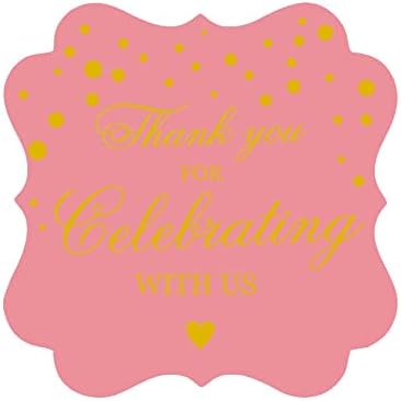 Стикер OPG Pink с благодарност, етикети Благодаря ви, че се празнуват с нас, декоративни печати за празнични аксесоари,