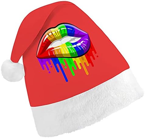 Коледна шапка с дъга устните си за ЛГБТ-гей-прайда за новогодишната партита, cosplay