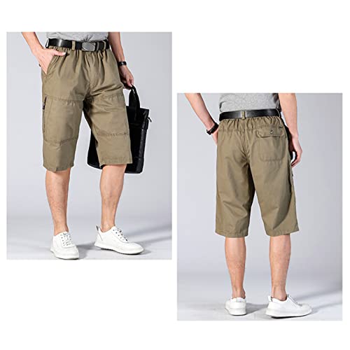Maiyifu-GJ Мъжки Улични шорти-Карго джоб с цип, Еластични колана, Туристически Тактически Панталони с Много джобове, Къси панталони
