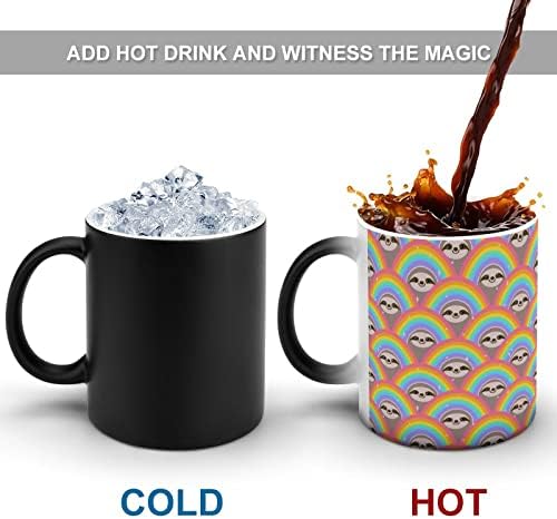 Честит Ленивец Rainbow (1) Керамични Чаши Обесцвечивающая Кафеена Чаша Термочувствительные Чаши с Дръжка