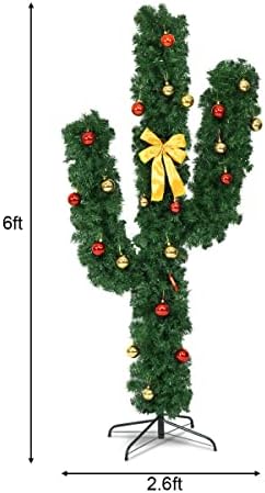Изкуствена Карандашная Коледна Елха 6 метра, С Предварителна Подсветка, Изкуствен Кактус, Коледна Елха с led Лампи и Шариковыми Декорация, Празнична Коледно Дърво за