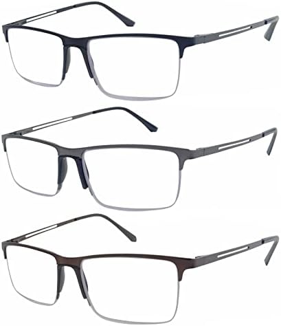 YTLJGJ 3 Чифта Очила За четене За жени И Мъже, Метален Анти-Синя Светлина, Качествени Компютърни Очила За четене