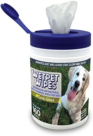 Възникване на tmd Healthcare WETPET Dog Wipes Кърпички за грижа за кучета, котки и кученца с аромат на Лимон, Почистване