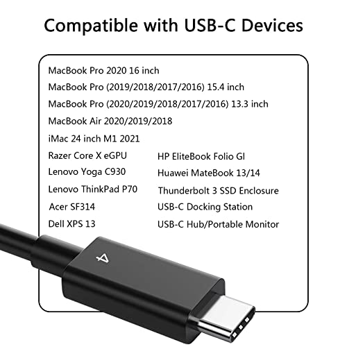 Кабела Thunderbolt 4 2,6 метра, кабел Grtoeud USB-C с един дисплей 8K, или две 4K, скорост на трансфер на данни 40 Gbit