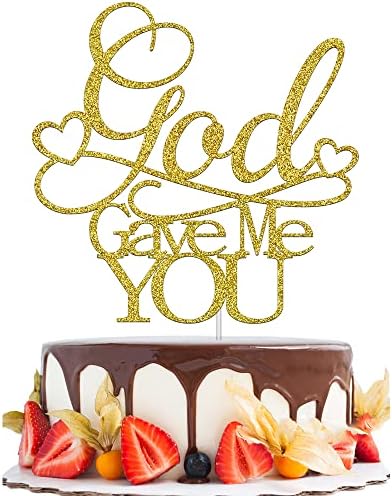 Украса на златния сватбена торта, украса на тортата Бог ми даде теб, използвано за сватби, помолвок, сватбен банкет