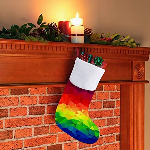 Геометрични Преливащи Коледни Чорапи-Чорапи с Плюшено Камина, Висящи за Домашен интериор Елхи