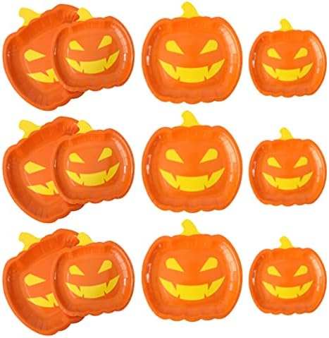 Alipis Чинии за Еднократна употреба 20pcs Хартиени Чинии за Хелоуин Прибори за хранене Във формата на Тиква,