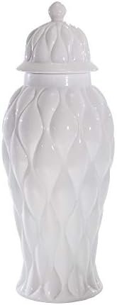 Sagebrook Home 12241-02 Декоративна Банка с Керамичен капак, Бяла Керамика, 9,25x9,25x24 инча