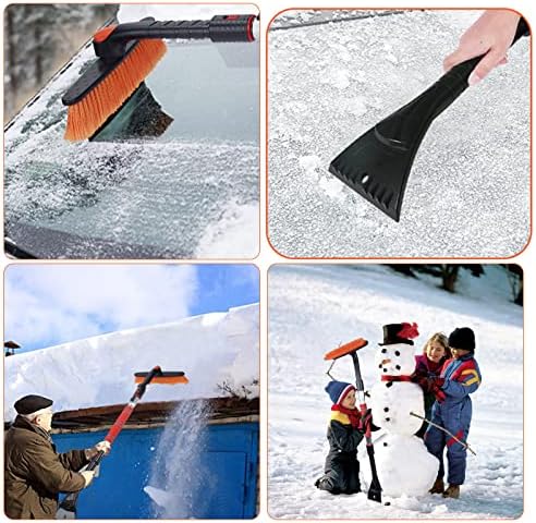 Прибиращ се четка за сняг FOVAL 47,2 и по-широк стъргалка за лед (ширина 4,73 инча) с шарнирна глава четки на 360 °, Инструмент