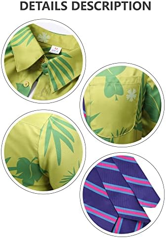 Зелена Тениска с Принтом американския размер DAZCOS, Лилаво Вратовръзка за мъжете Cosplay или Ежедневието