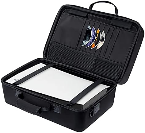 【Черно】 Калъф за PS5, Пътна чанта за съхранение на дискове /цифрови издания на конзолата PS5 и контролери, Защитна