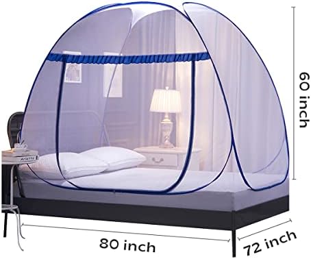 Mosquito net за легла, Всплывающая mosquito net, Пердета за Палатки, L79 x W71 x H59 инча, Сгъваем дизайн Twin Queen Size