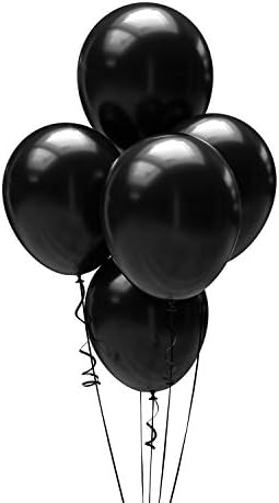 Комплект от 100 черни балони - Съраунд комплект от черни балони за украса на парти – Дебели черни латексови балони – Са идеални
