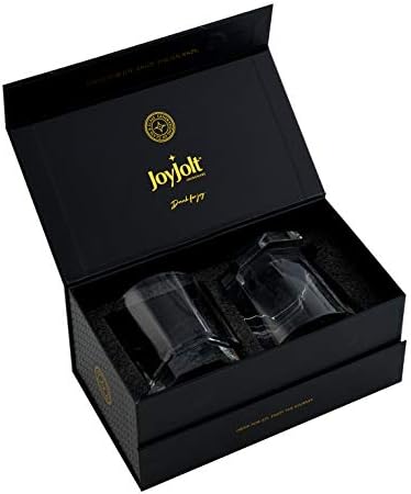 Комплект чаши за уиски JoyJolt Aqua Vitae премиум-класа от 2-те восьмиугольных чаши за уиски със сгъваща се стойка. Старомодни чаши Rocks за лепенката и бърбън. Подаръци за мъж?