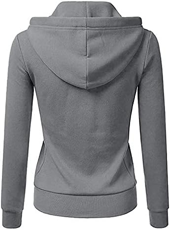 Дамски блузи с цип оверсайз, сладки обикновена свободни свитшоты с завязками, ежедневна блуза с дълъг ръкав и джоб, пуловер