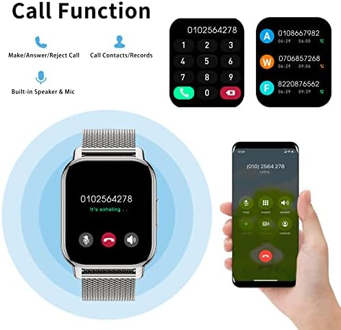 Смарт часовници Popglory за приемане /набиране на разговор, 1,85 Смарт часовник с гласов контрол AI, Монитор на кръвното