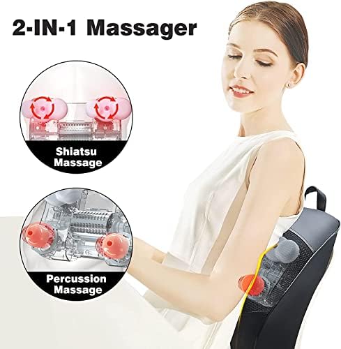 Масажор за гърба с подгряване, Ударни Шиацу Масажор за облекчаване на болки, 3D Масажисти за Дълбоко Замесване на тъкани за гърба,