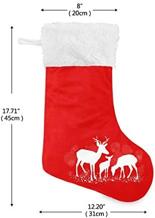 Коледни Чорапи PIMILAGU Коледа Elk 1 Опаковка 17,7 инча, Окачени Чорапи за Коледна украса