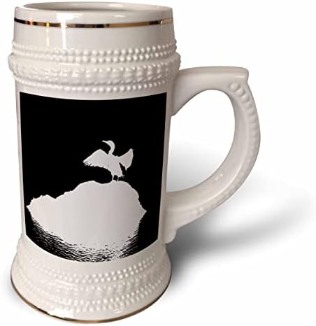 Триизмерна Минималистичная чаша с бял силует във формата на Греющегося Черно Корморани - 22 грама (stn_356130_1)