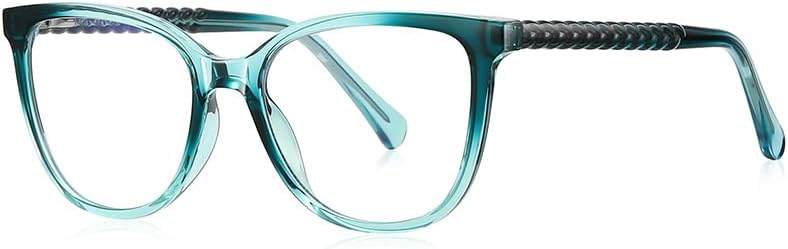 Очила за четене RESVIO за Жени и Мъже, Квадратни, Извънгабаритни, Ръчно изработени, с Пружинным тръба на шарнирна Връзка, Прозрачно, Зелено