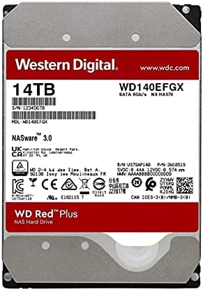 Вътрешен твърд диск Western Digital 14TB WD Red Plus NAS HDD - 7200 Об/мин., SATA 6 GB / s, CMR, кеша 512 MB, 3,5 - WD140EFGX (обновена)