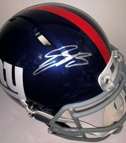 Саквон Баркли Подписа New York Giants Каска Руски SPEED Steiner Панини БЪЛГАР - Каски NFL с автограф
