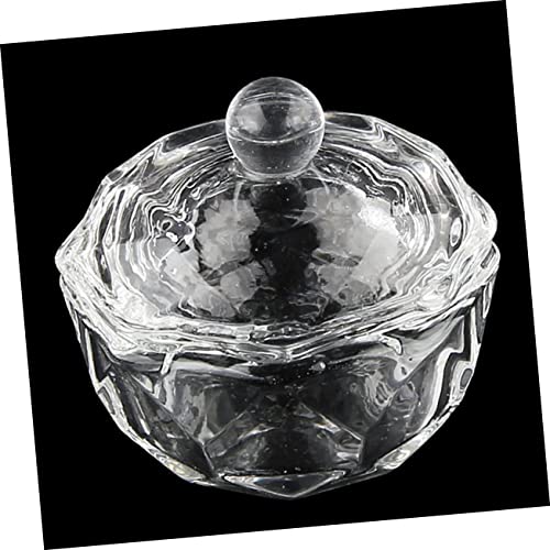 Beavorty 2 елемента Прозрачни Стъклени Буркани и Контейнери с капаци Прозрачен контейнер с капак Кристален Чаша за Дизайн на Ноктите Кристален Купа За Нокти Течна пудр