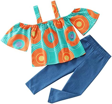 Xbgqasu/ Летни дрехи на спагети презрамки, Риза в стил Анкара, Дашики, Върховете на 1-5 години, Комплект, Панталони за малки