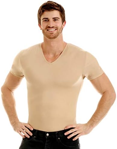 Insta Slim ISPRO За Отслабване, Компресиране Мускулна Тениска с V-Образно деколте, Коригиращото Бельо, Риза за Мъжете, Отразител
