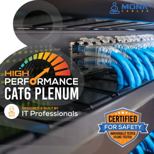 МОНК CABLES | Ethernet Кабел CAT6 Plenum (CMP) 1000ft | чиста Мед | UTP, 23AWG, 550 Mhz | е Сертифициран