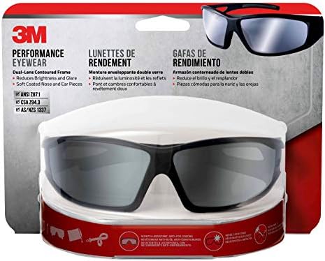 Защитни очила 3M със Сребърно Огледало, Черни Рамки и Сиви Акцент, фарове за Мъгла и Устойчиви на надраскване Лещи
