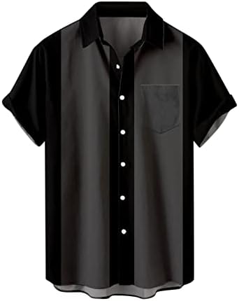 Реколта Ризи за Мъже, Ежедневни Ризи за Боулинг Копчета, 50-те години, Стила Рокабили, Къс Ръкав, Нормално Кацане, Хавайски
