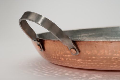 Тиган за готвене/сервиране Паеля Sertodo Copper в стил Аликанте, Диаметър 10 см, от чиста Мед, Дебела, ръчно чукане,