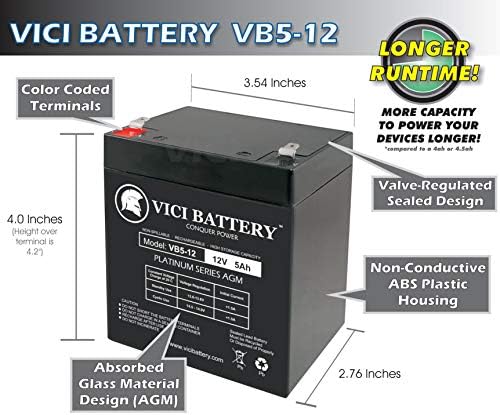 VICI Батерия 12V 5AH Херметичен Оловно-киселинен (SLA) за NP4-12 NP5-12 NPH5-12 NPX-25-3 опаковки Идентичност на продукта